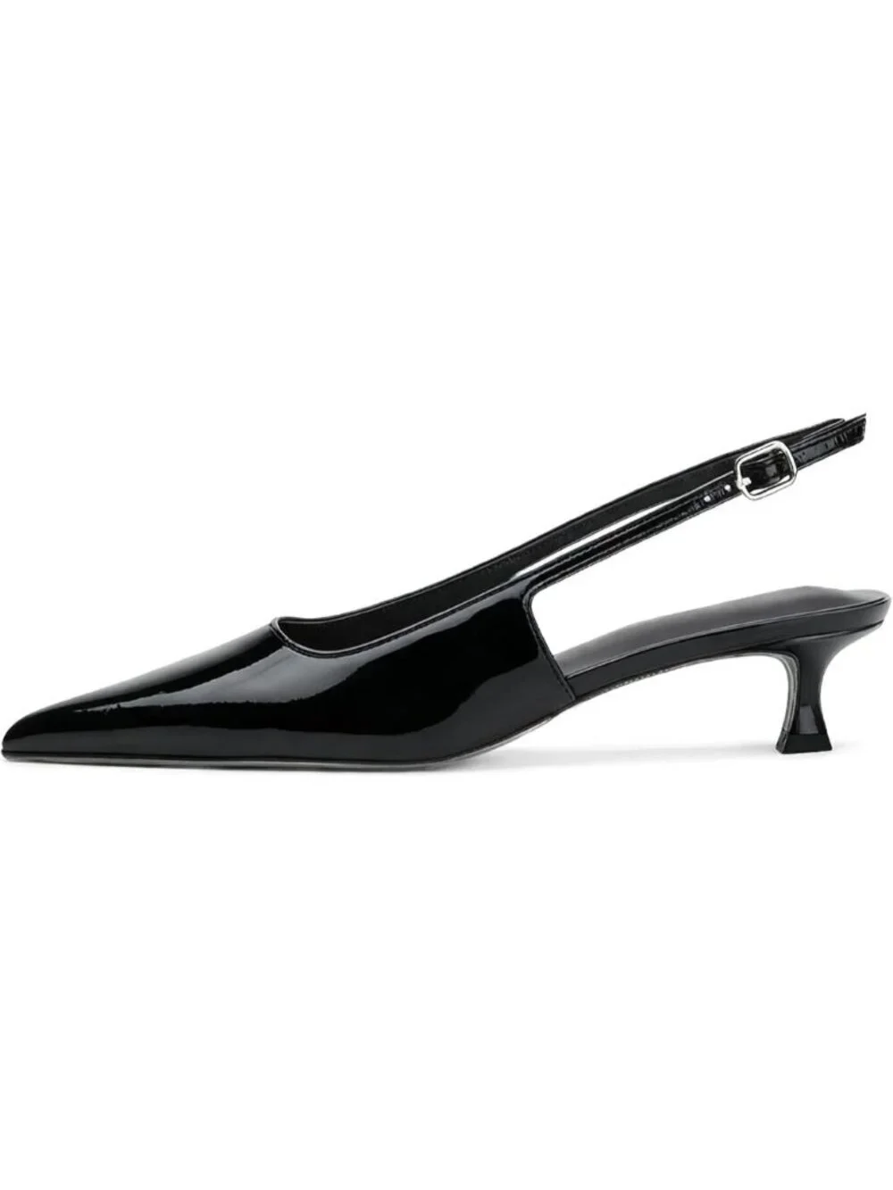 Women's Black Qi Pointed Toe Slingback Kitten Low Heels Pointed Toe Shoes